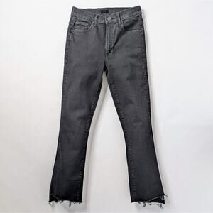 MOTHER Insider Crop Step Fray Jeans 26 Not Guilty Black High Rise Raw Hem